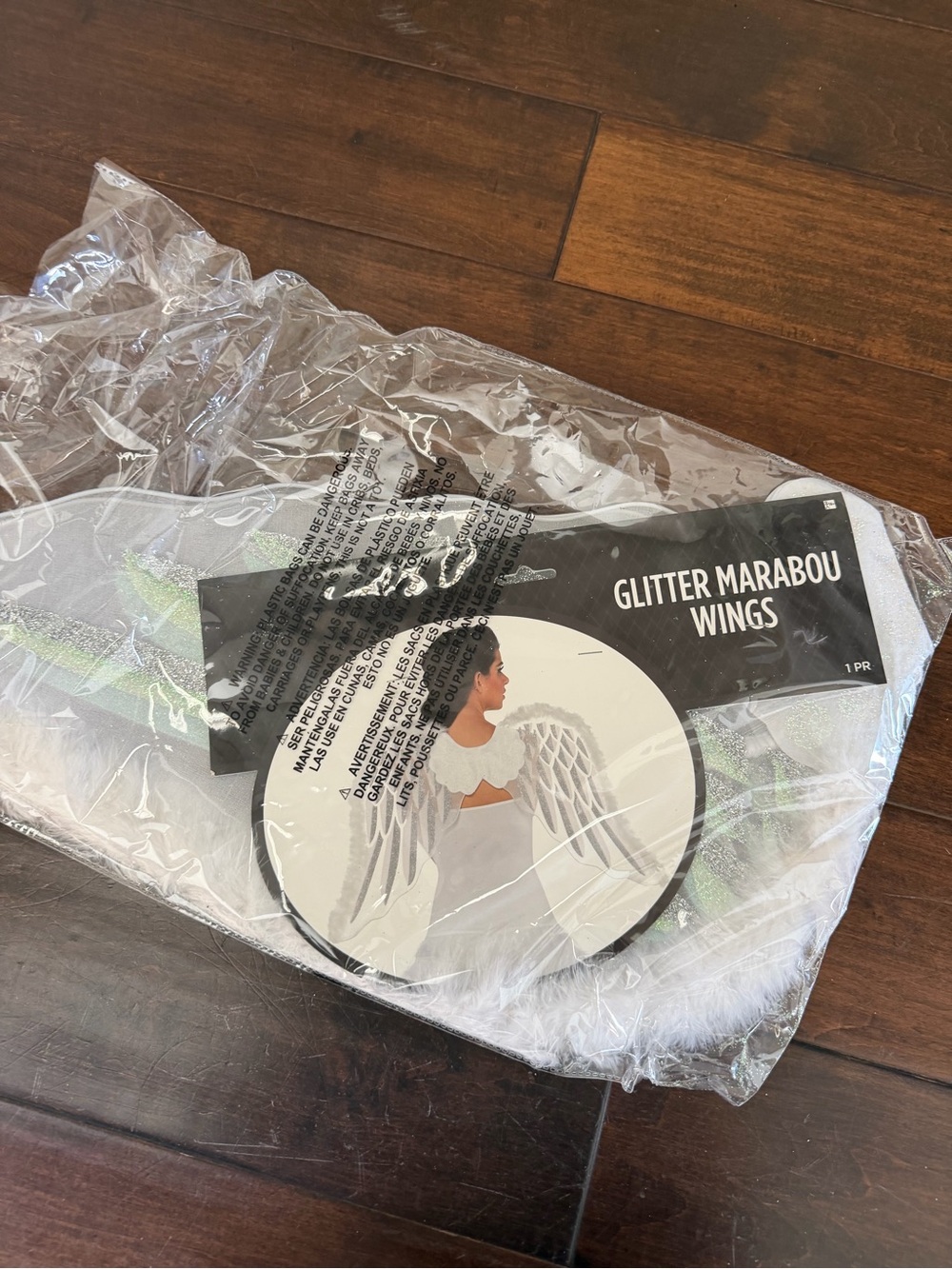 Spirit White Glitter Marabou Wings